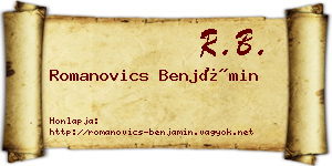 Romanovics Benjámin névjegykártya